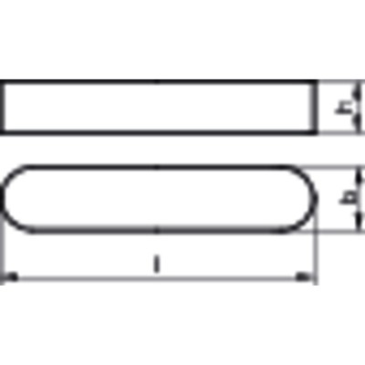 NOBRAND - Passfeder DIN 6885 Form A o. Bohrung rundstirnig Stahl C45+C blank 18 36 x 11