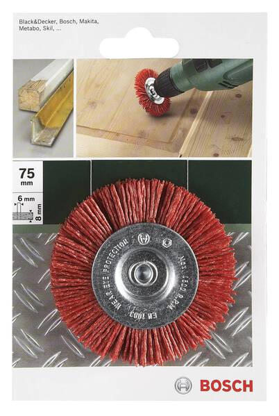 Bosch Accessories Scheibenbürsten für Bohrmaschinen – Nylondraht mit Korund Schleifmittel K80, 100 mm Durchmesser = 100