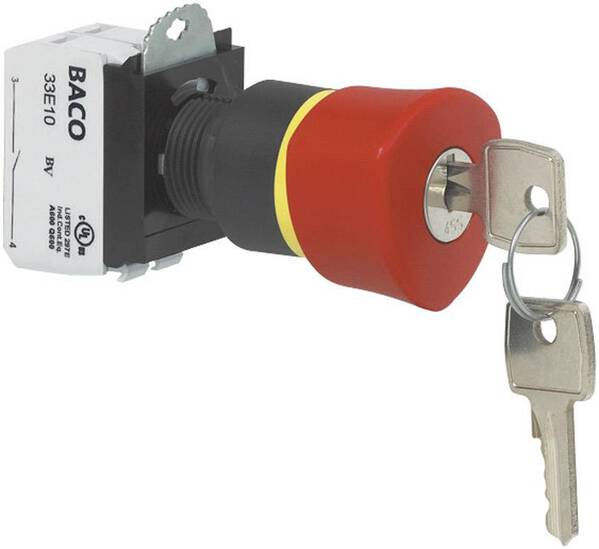 BACO L22GR01B Not-Aus-Schalter Frontring Kunststoff, Schwarz, mit Statusanzeige 600 V 10 A IP69K 1 St.