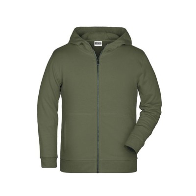 James & Nicholson - Kinder Hoody Sweatjacke 8026K, oliv, Größe XS
