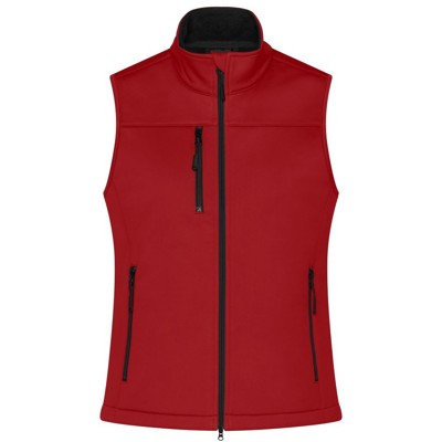 James & Nicholson - Damen Softshell Weste Recycled Polyester JN1169, rot, Größe XXL