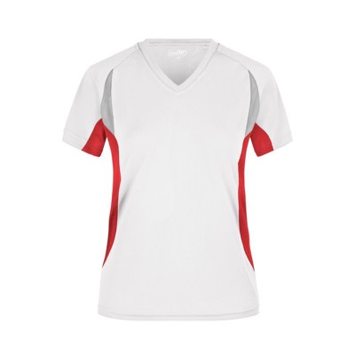 James & Nicholson - Topcool® Laufshirt Damen JN390, weiß/rot, Größe XL