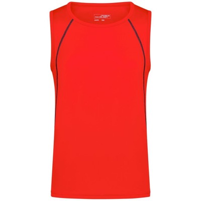 James & Nicholson - Herren Fitness Tanktop JN494, hellorange/schwarz, Größe S