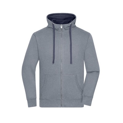 James & Nicholson - Herren Lifestyle Kapuzenjacke JN963, grün-melange/navy, Größe XL