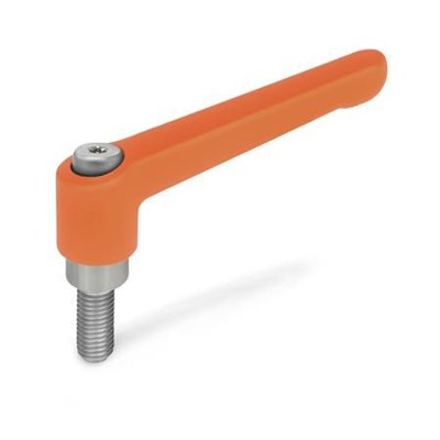 Ganter Norm® - 300.1-78-M10-63-OS Verstellbare Klemmhebel, Zink-Druckguss, Schraube Edelstahl