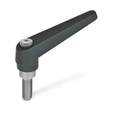 Ganter Norm® - 101.1-25-M12-63-SW Verstellbare Klemmhebel, Zink-Druckguss, Schraube Edelstahl