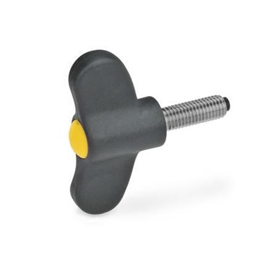 Ganter Norm® - 633.10-48-M6-30-DGB Flügelschrauben mit Kunststoff-Druckzapfen