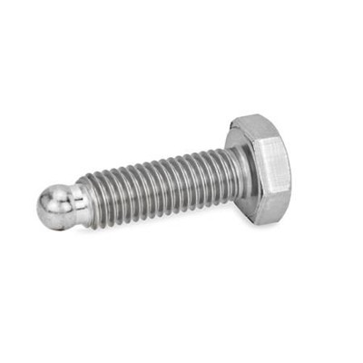 Ganter Norm® - 933.5-M10-35-ZK Sechskantschrauben mit Messing- / Kunststoff-Druckzapfen / Kugelzapfen, Edelstah