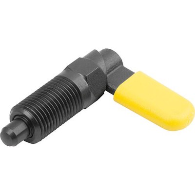 KIPP - SPERRRIEGEL MIT SECHSKANT, D=12, M20, SW1=20, FORM:C, MIT KAPPE, OHNE MUTTER, STAHL BRÜNIERT, KOMP:THERMOPLAST GELB