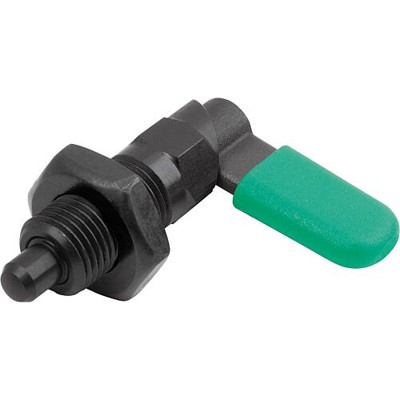 KIPP - SPERRRIEGEL MIT SECHSKANT, D=12, M20, SW1=20, FORM:D, MIT KAPPE, MIT MUTTER, STAHL BRÜNIERT, KOMP:THERMOPLAST GRÜN