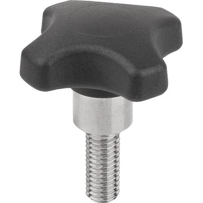 KIPP - KREUZGRIFF METALLDETEKTIERBAR, MIT VORSTEHENDER BUCHSE, FORM:L M06X25, D1=32, POLYAMID SCHWARZGRAU RAL7021,