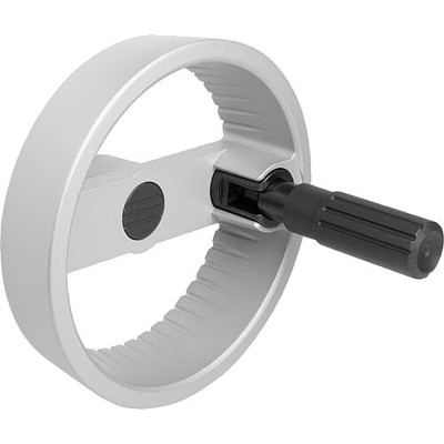 KIPP - 2-SPEICHENHANDRAD D1=160, FORM:C PASSBOHRUNG MIT NUT, D2=16, ALUMINIUM SILBER, STAHLTEILE: STAHL,