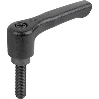 KIPP - KLEMMHEBEL FLACH GR.2 M06X15, ZINK SCHWARZ RAL9005 STRUKTURMATT, KOMP:STAHL BRÜNIERT