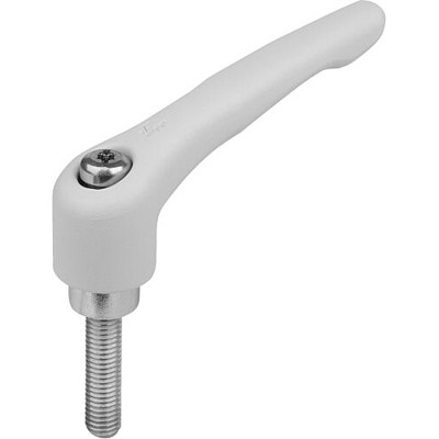 KIPP - KLEMMHEBEL GR.2 M08X30, ZINK GRAU RAL7035 STRUKTURMATT, KOMP:STAHL BLAU-PASSIVIERT