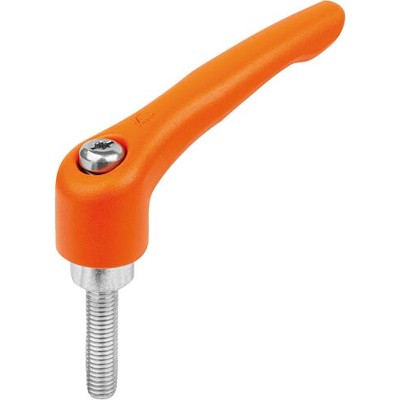 KIPP - KLEMMHEBEL GR.0 M04X10, ZINK ORANGE RAL2004 STRUKTURMATT, KOMP:STAHL BLAU-PASSIVIERT