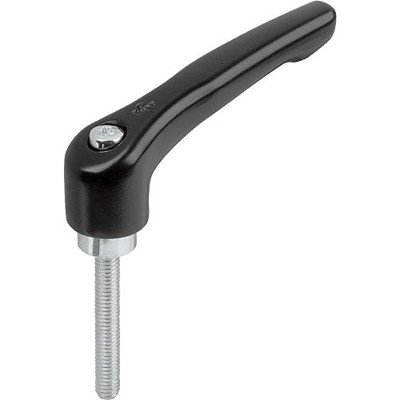 KIPP - KLEMMHEBEL GR.3 M10X35, ZINK SCHWARZ RAL9005 SEIDENMATT, KOMP:STAHL BLAU-PASSIVIERT