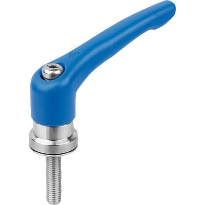 KIPP - KLEMMHEBEL MIT SPANNKRAFTVERSTÄRKER GR.4 M10X20, ZINK BLAU RAL5017 STRUKTURMATT, KOMP:EDELSTAHL BLANK
