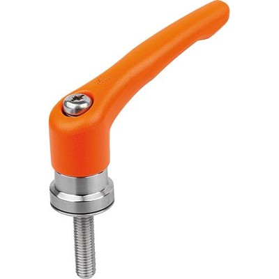 KIPP - KLEMMHEBEL MIT SPANNKRAFTVERSTÄRKER GR.4 M10X20, ZINK ORANGE RAL2004 STRUKTURMATT, KOMP:EDELSTAHL BLANK