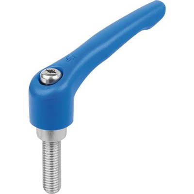 KIPP - KLEMMHEBEL GR.3 M08X40, ZINK BLAU RAL5017 STRUKTURMATT, KOMP:EDELSTAHL BLANK