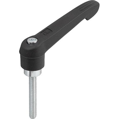 KIPP - KLEMMHEBEL GR.1 M05X40, KUNSTSTOFF SCHWARZGRAU RAL7021, KOMP:STAHL BLAU-PASSIVIERT