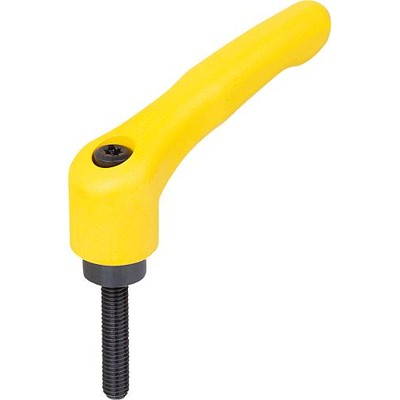 KIPP - KLEMMHEBEL GR.2 M10X60, HOCHLEISTUNGSTHERMOPLAST GELB RAL1021, KOMP:STAHL BRÜNIERT