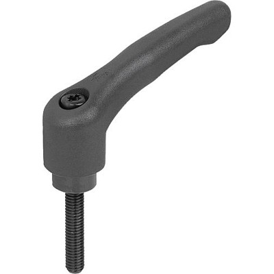 KIPP - KLEMMHEBEL GR.4 M10X90, HOCHLEISTUNGSTHERMOPLAST SCHWARZGRAU RAL7021, KOMP:STAHL BRÜNIERT
