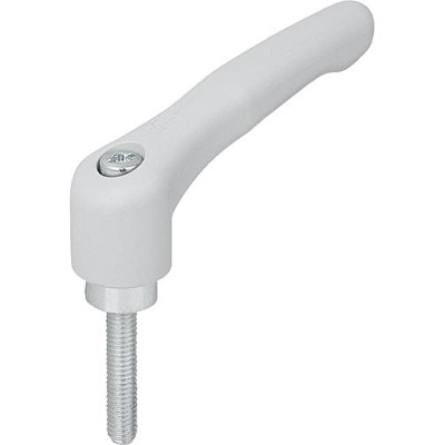 KIPP - KLEMMHEBEL GR.3 M08X30, HOCHLEISTUNGSTHERMOPLAST GRAU RAL7035, KOMP:STAHL BLAU-PASSIVIERT