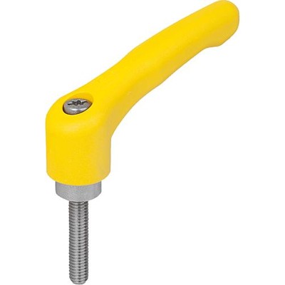 KIPP - KLEMMHEBEL GR.1 M06X20, HOCHLEISTUNGSTHERMOPLAST GELB RAL1021, KOMP:EDELSTAHL BLANK