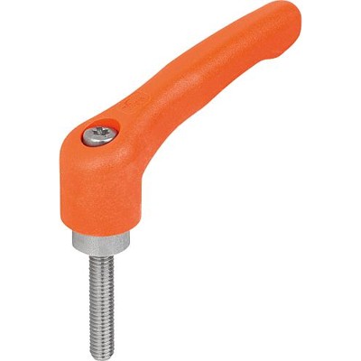 KIPP - KLEMMHEBEL GR.3 M08X60, HOCHLEISTUNGSTHERMOPLAST ORANGE RAL2004, KOMP:EDELSTAHL BLANK
