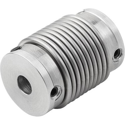 KIPP - METALLBALGKUPPLUNG KLEMMUNG MIT GEWINDESTIFT GR.15, D1=5, D2=5, L=26, ALUMINIUM, KOMP:EDELSTAHL, D4=19