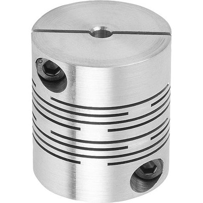KIPP - FEDERSTEGKUPPLUNG MIT ABNEHMB. KLEMMNABEN, GR.40 L=48, D1=15, D2=15 ALUMINIUM