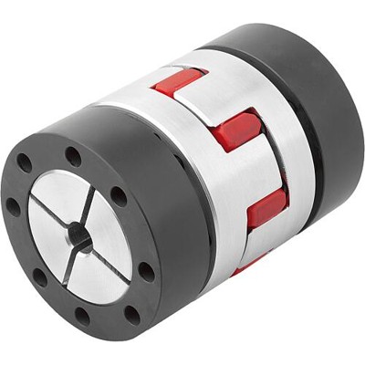 KIPP - ELASTOMER-KLAUENKUPPLUNG MIT KONUSNABE+SPANNRING GR.24, D1=18, D2=25, L=78, ALUMINIUM,