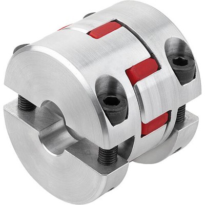 KIPP - ELASTOMER-KLAUENKUPPLUNG MIT RADIALER KLEMMNABE GR.28, D1=28, D2=28, L=62, ALUMINIUM, KOMP:POLYURETHAN, BLAU, D4=65