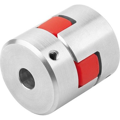 KIPP - ELASTOMER-KLAUENKUPPLUNG KLEMMUNG MIT GEWINDESTIFT GR.19, D1=14, D2=15, L=66, ALUMINIUM, KOMP:POLYURETHAN, GELB, D4=40