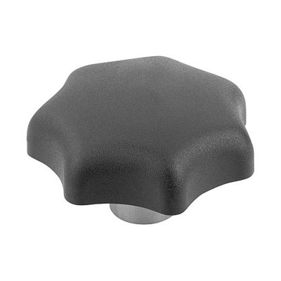 KIPP - STERNGRIFF MIT VORSTEHENDER BUCHSE D=M12, D1=63, H=37, FORM:K MIT GEWINDEBUCHSE, THERMOPLAST SCHWARZ,