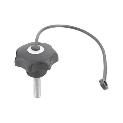 KIPP - STERNGRIFF ÄHNLICH DIN6336 MIT SICHERUNGSBAND D=M08X50, D1=40 H=25, FORM:LS, THERMOPLAST SCHWARZ,