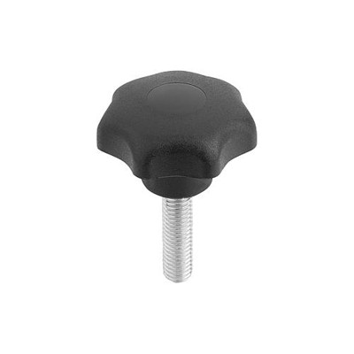 KIPP - STERNGRIFF ÄHNLICH DIN6336 D=M06X10, D1=25, FORM:L, THERMOPLAST SCHWARZ, KOMP:STAHL BLAU-PASSIVIERT,