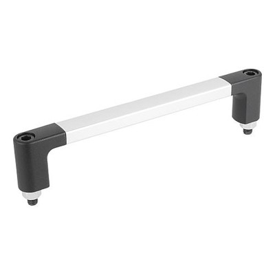KIPP - ROHRGRIFF, A=350, L=378, D=M12, H=60, ALUMINIUM NATUR ELOXIERT, KOMP:ALUMINIUM SCHWARZ PULVERBESCHICHTET