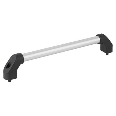KIPP - ROHRGRIFF A=400, L=430, H=55,5, FORM:A, ALUMINIUM NATUR GESCHLIFFEN UND ELOXIERT, KOMP:THERMOPLAST SCHWARZ,