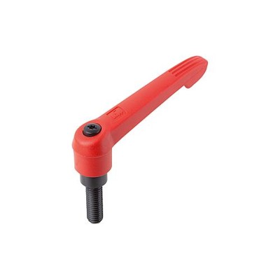 KIPP - KLEMMHEBEL GR.1 M06X25, KUNSTSTOFF ROT RAL3020, KOMP:STAHL