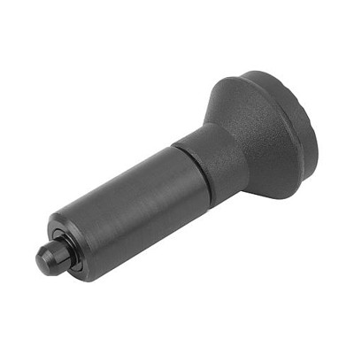 KIPP - ARRETIERBOLZEN OHNE BUND GR.4, D1=22, D=10, L=80, FORM:L OHNE RASTNUT, STAHL GEHÄRTET, KOMP:THERMOPLAST SCHWARZGRAU