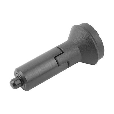 KIPP - ARRETIERBOLZEN OHNE BUND GR.2, D1=14, D=6, L=56, FORM:M MIT RASTNUT, STAHL GEHÄRTET, KOMP:THERMOPLAST SCHWARZGRAU