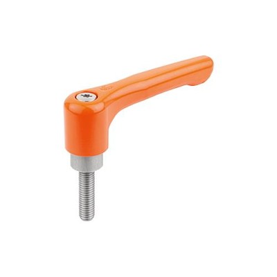 KIPP - KLEMMHEBEL FLACH GR.2 M08X40, ZINK ORANGE RAL2004 KUNSTSTOFFBESCHICHTET, KOMP:EDELSTAHL BLANK