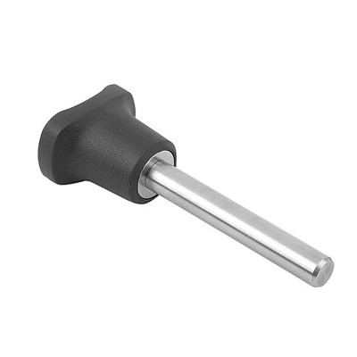 KIPP - STECKBOLZEN MIT PILZGRIFF, M. MAGNET. AXIALSICHERUNG GR.3, D1=10 L=70, EDELSTAHL, KOMP:THERMOPLAST