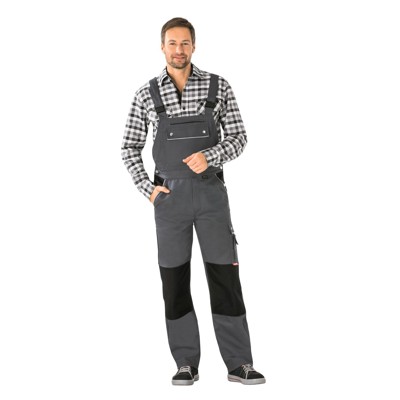 Planam - Latzhose 2133 grau/schwarz, Größe 52