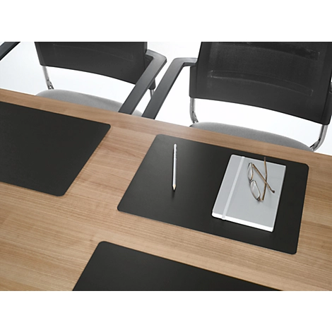 Durable Duraglas® Schreibunterlage, für Konferenzräume, rutschfest, transparent, 420 x 300 mm, Leder, schwarz