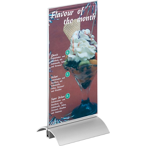 Durable Tischaufsteller, Acrylhalter und Aluminium-Fuß, DIN lang