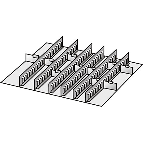 Einrichtungs-Sortiment, 6 Zwischenstege/10 Trennwände, 50 mm, Stahlblech