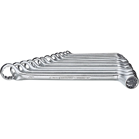 Gedore Doppelringschlüsselset 2-8, 8-teilig, SW 6-22 mm, CV-Stahl, tief gekröpft, Zwölfkant mit UD-Profil