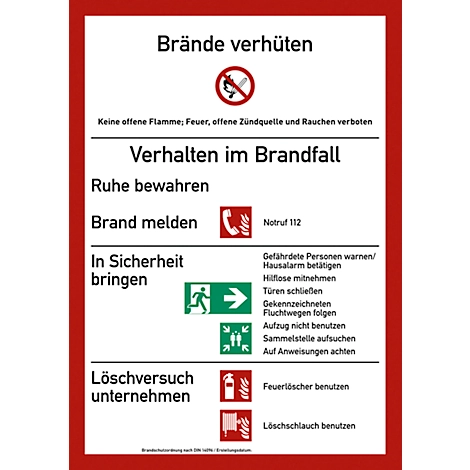 Kunststoffschild 'Brandschutzordnung'